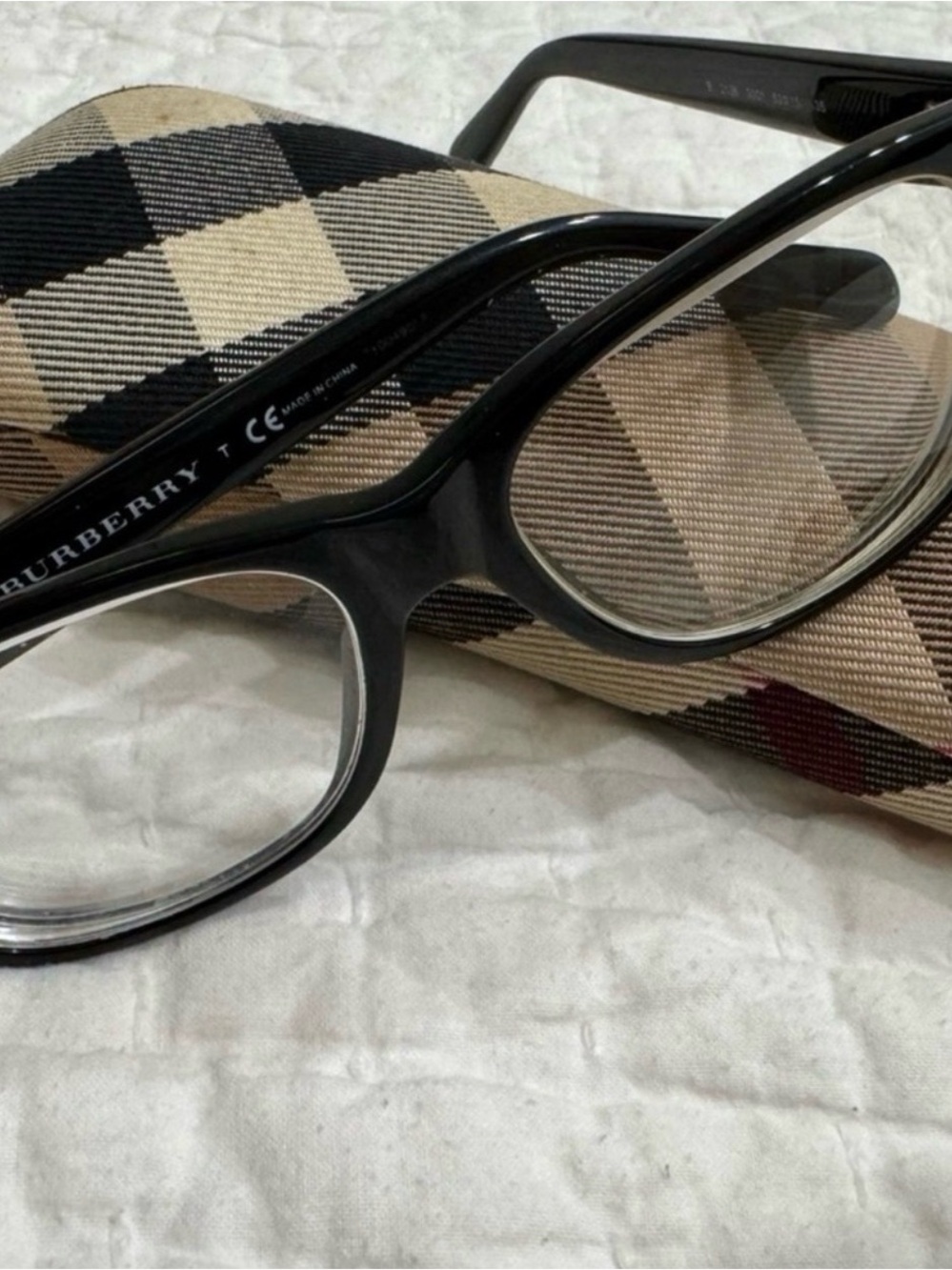 Burberry Black Oval Glasses with Signature Check Case